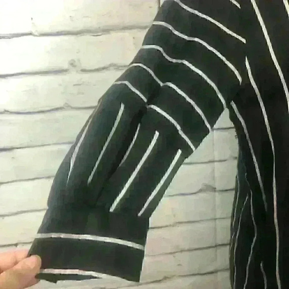 Sandro Paris Black White Striped Linen Mini Dress - Picture 6 of 14